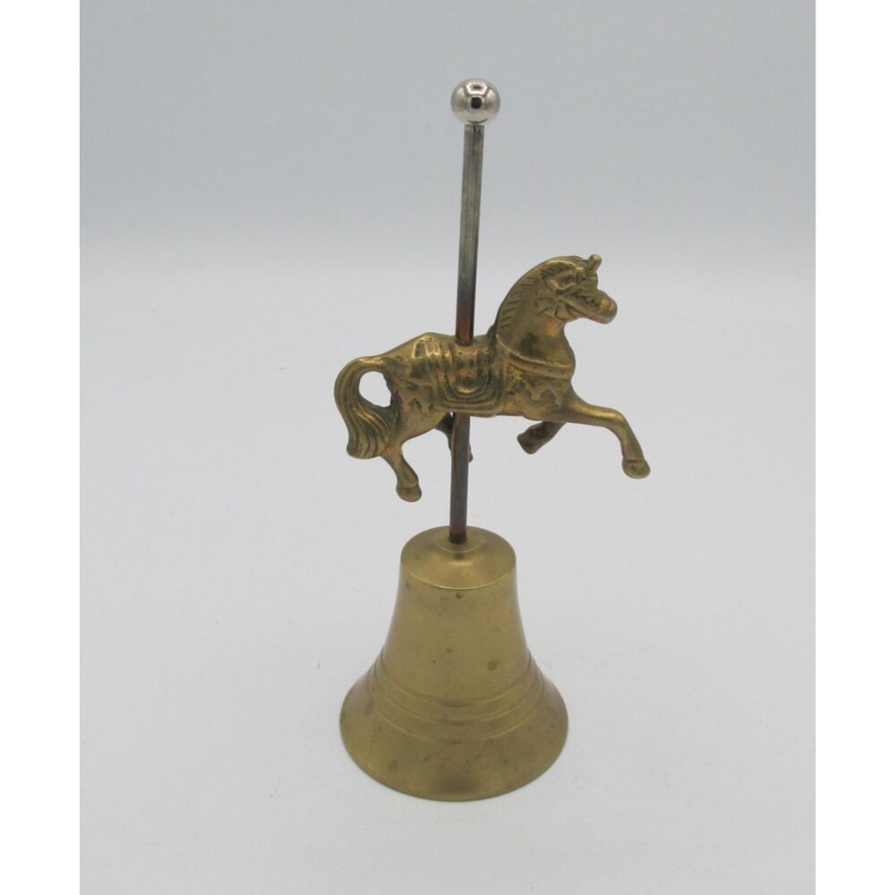 Vintage Carousel Brass Bell Unicorn Horse 5.75 in with Clacker